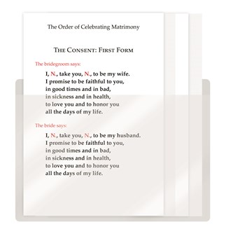 The Order of Celebrating Matrimony Couple's Consent Cards - Bilingual, with Pocket