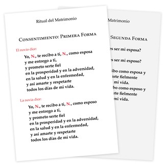 The Order of Celebrating Matrimony Couple's Consent Card - Spanish